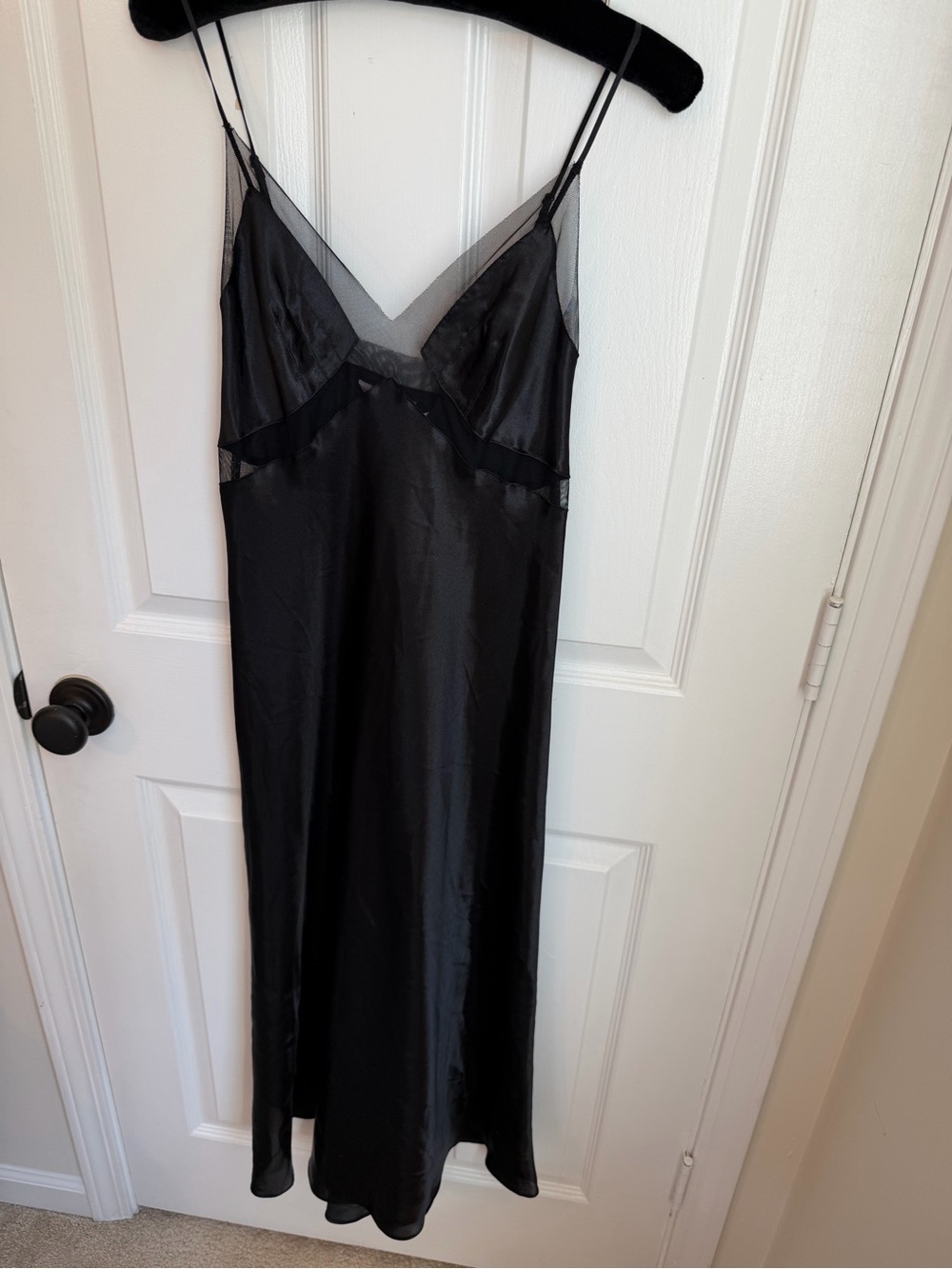 Victoria's Secret Black Long Silky Slip with Mesh Trim - Picture 2 of 10